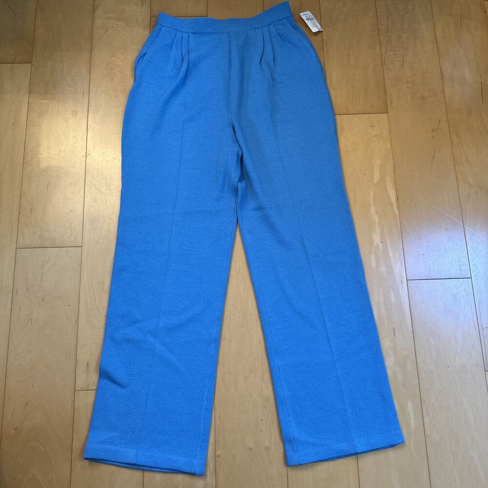 VINTAGE LUXURY St John Neiman Marcus Size 4 Blue Knit Pants With Pockets
